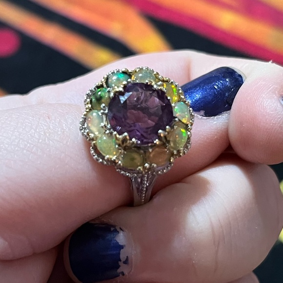 Chuck Clemency STS Amethyst Ethiopian Fire Opal Sterling Silver 925 Size 10 Ring - Picture 10 of 10